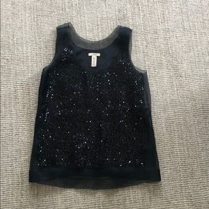 J. Crew Black Sequin Tank Top Size 6